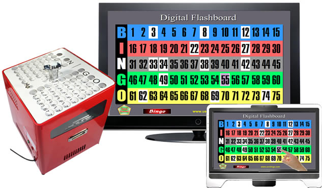 Digital Bingo Flashboard and Professional Table Top Bingo Blower